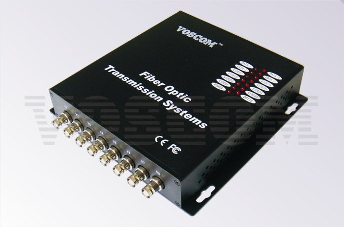 VOS-X010FBT/R - X Kanal Video + Tek Yön RS485/422/232 Data Fiber Alıcı ve Verici (Transmitter&Receiver) 8 Kanal