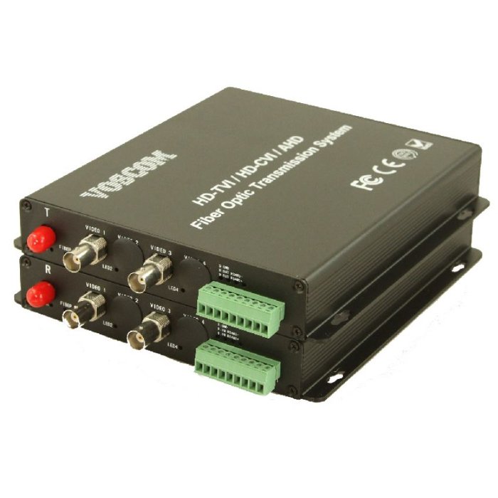 VOS-XAHD-DT/R - X Kanal HD Video AH0D / HD-TVI / HD-CVI Fiber Çevirici (Converter) ve 1 Return RS485 Data 2 Kanal