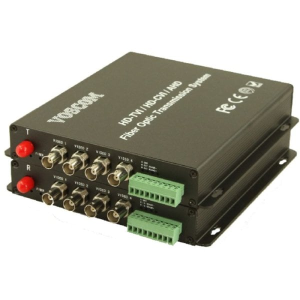 VOS-XAHD-DT/R - X Kanal HD Video AH0D / HD-TVI / HD-CVI Fiber Çevirici (Converter) ve 1 Return RS485 Data 4 Kanal