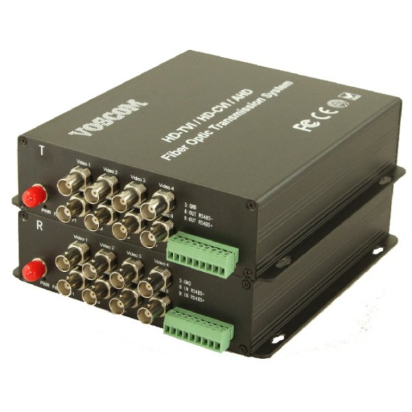VOS-XAHD-DT/R - X Kanal HD Video AH0D / HD-TVI / HD-CVI Fiber Çevirici (Converter) ve 1 Return RS485 Data 8 Kanal