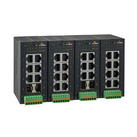 ETHERWAN TF100-0800  (8-port 10/100BASE-TX , 2 port 100/1000 Mbps SFP port  Industrial Unmanaged Ethernet Switch)